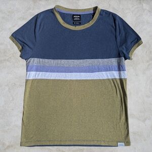 NWOT Prana Women's Cozy Up Ringer Tee Blue/Green Size M